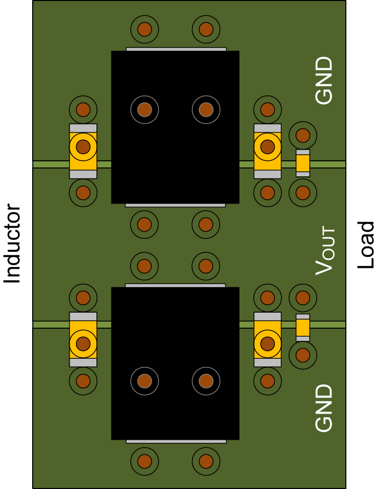  Output capacitor placement and
                    vias.