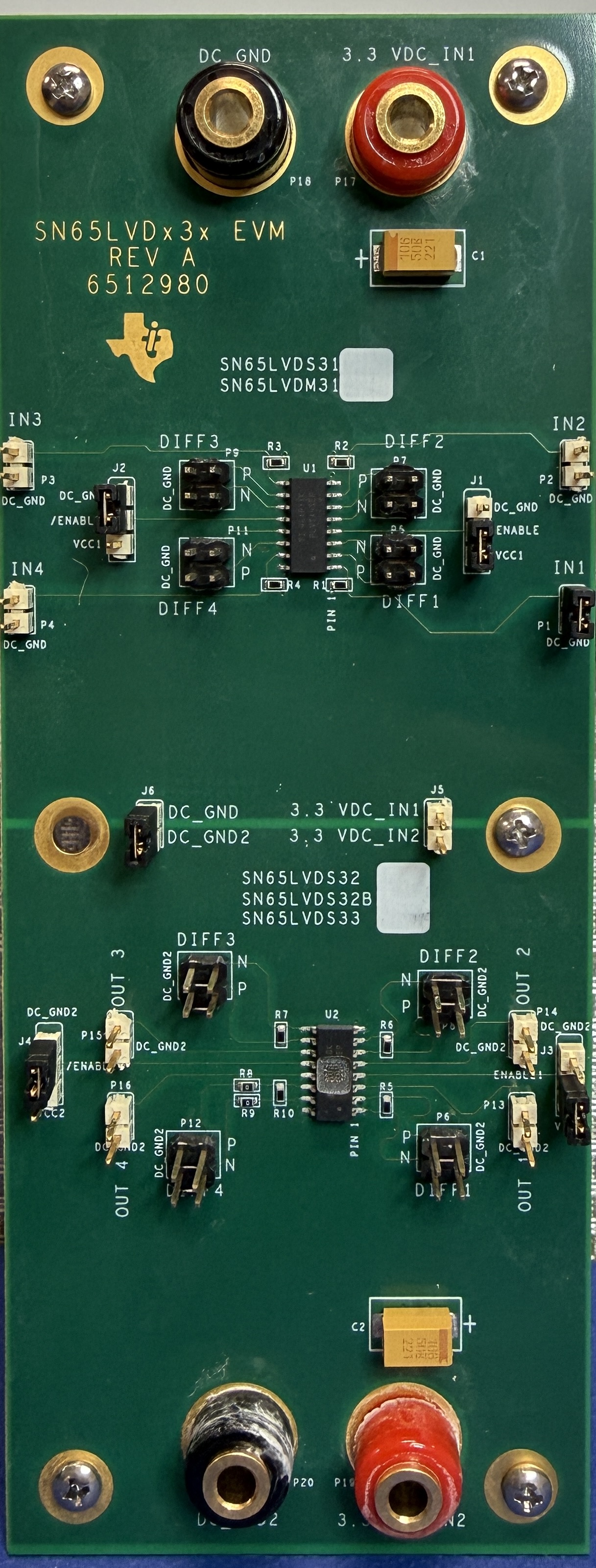  SN55LVRA4-SEP Evaluation
                        Board (Top View) for SET Testing