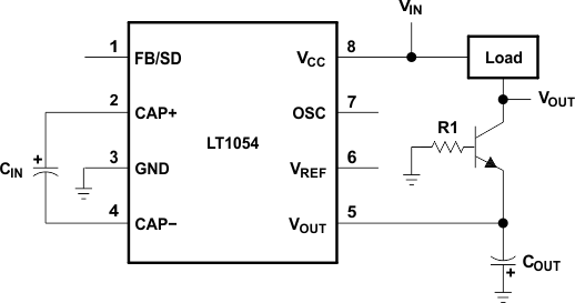LT1054 crcuit_w_load_cnxt_vcc_vout_slvs033.gif