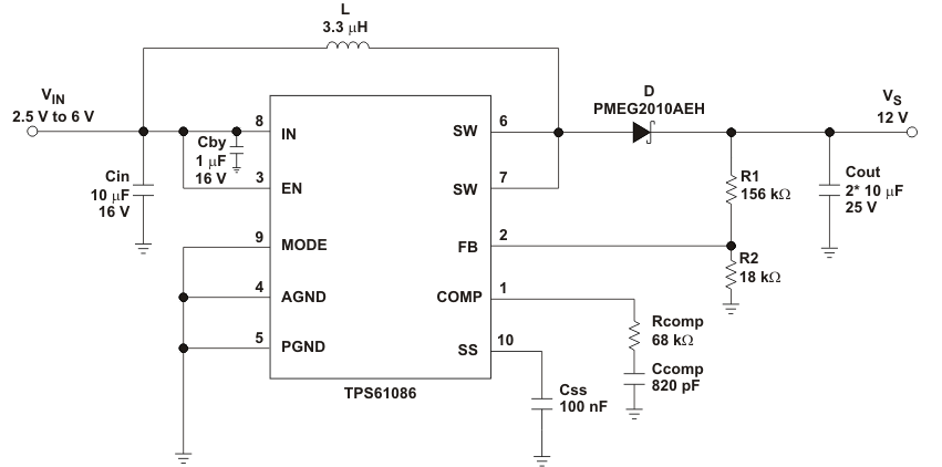 TPS61086 Simplified Schematic TPS61086 appa_sch_lvsa05.gif