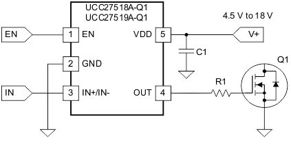 UCC27518A-Q1 UCC27519A-Q1 Typical Application Diagram UCC27518A-Q1 UCC27519A-Q1 alt_slvsc90.gif