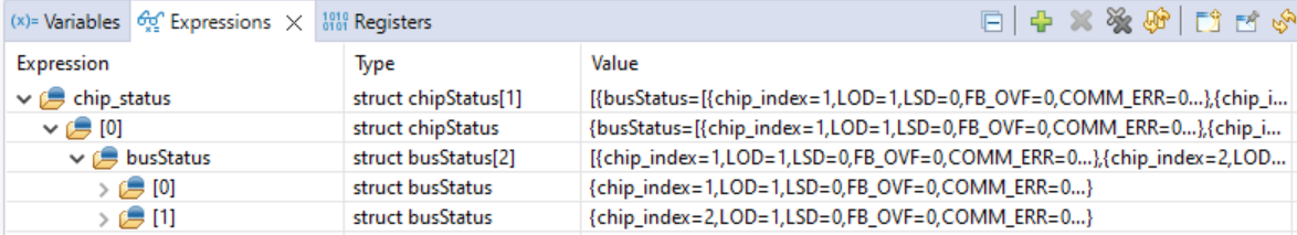  Example of Watching Expression
                    chip_status Without Errors