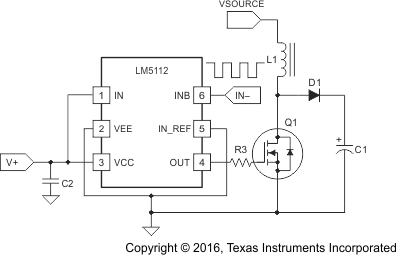 LM5112 LM5112-Q1 typical_application_lm5112_using_inverting_input_snvs234.gif