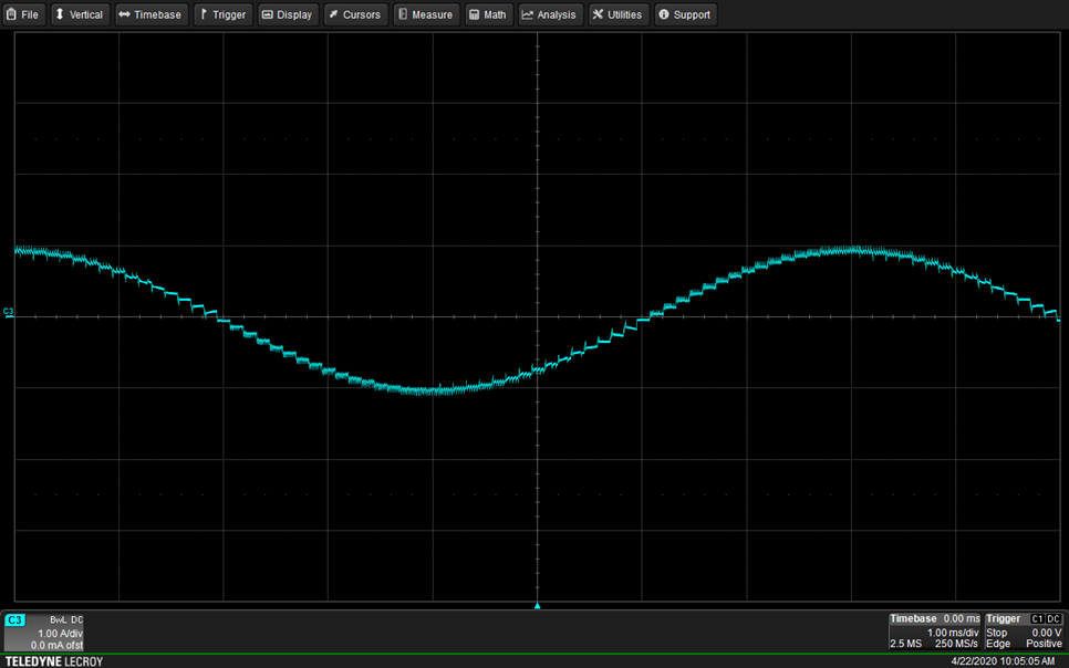  1/16 微步進(jìn)條件下的過零點(diǎn)平滑度