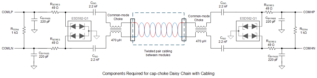  帶布線的電容扼流圈菊花鏈所需的元件