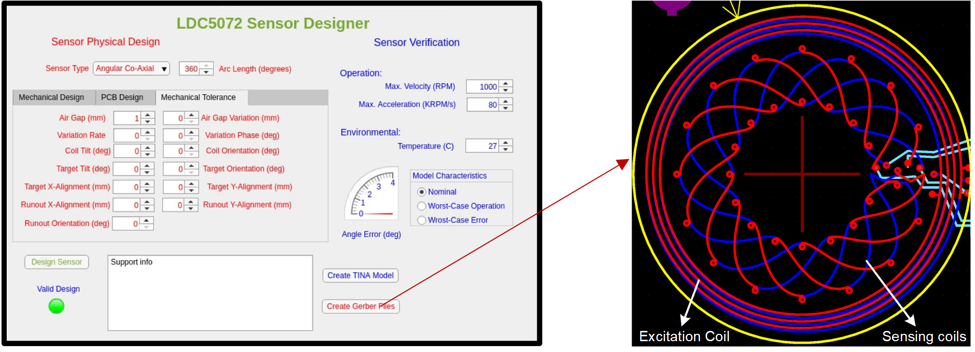  LDC5072 傳感器設(shè)計工具的 GUI