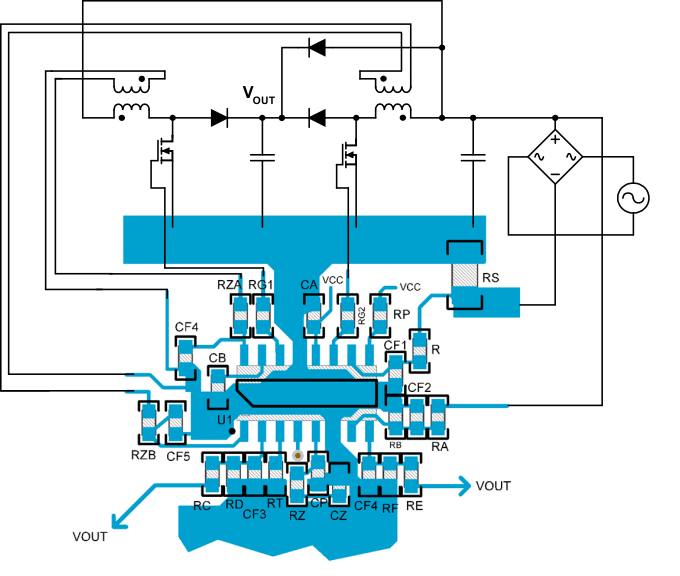 UCC28063 建議的 PCB 布局