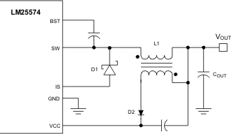 LM25574 VCC Bias with Additional Winding on the Output Inductor