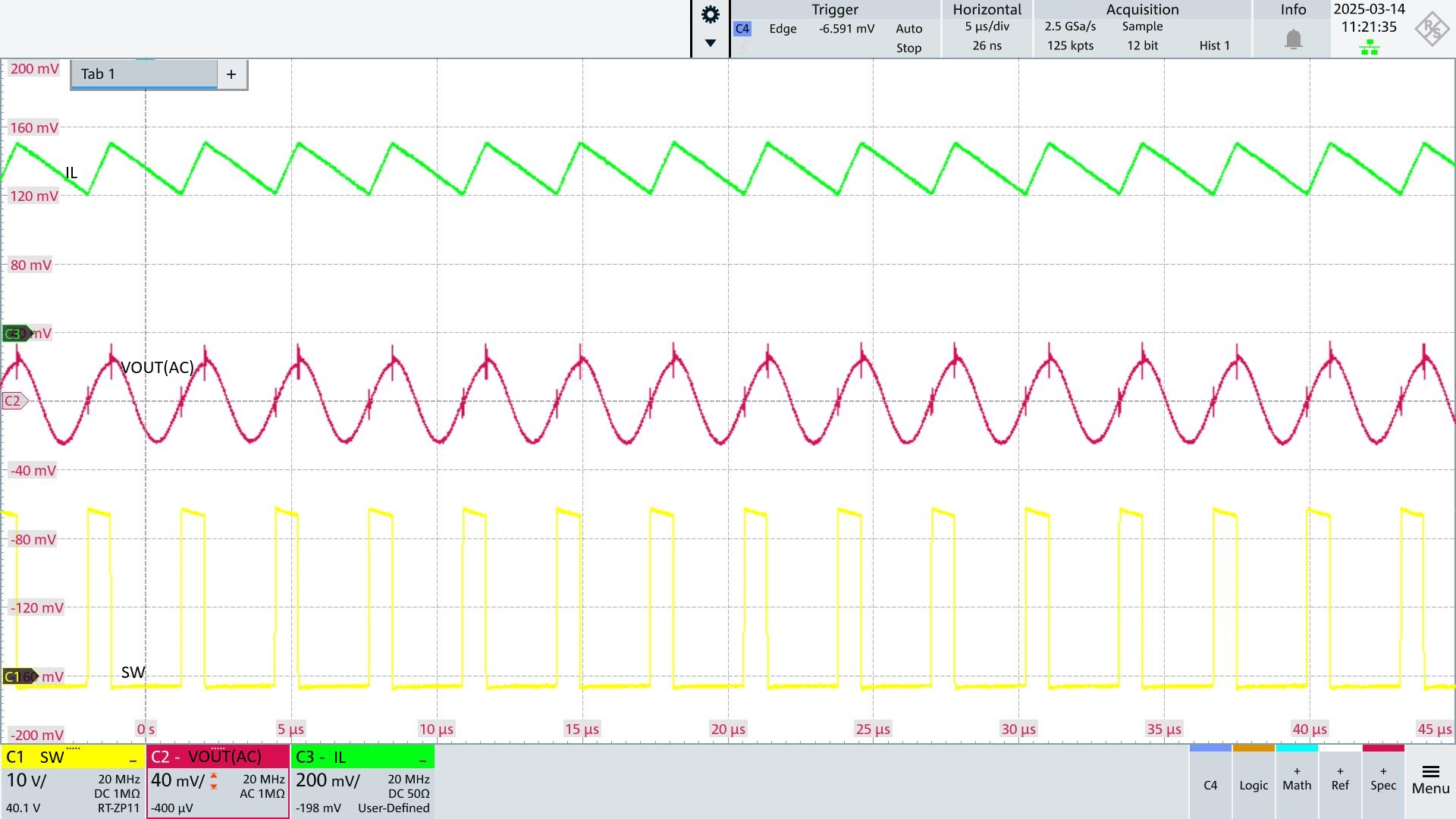 LM25574 CCM Steady State Ripple