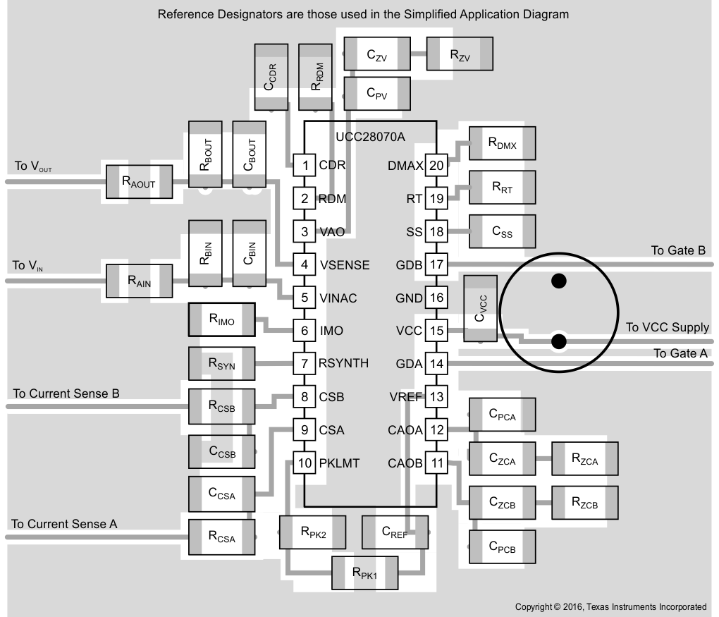 UCC28070 UCC28070A Layout Diagram