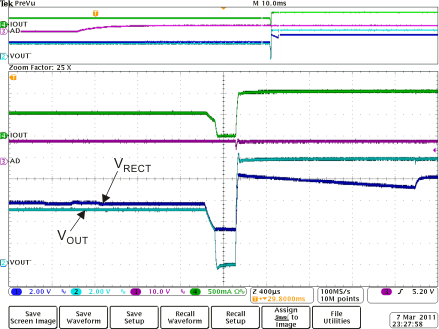 BQ51013B Adapter Insertion (VAD = 10 V) Illustrating Break-Before-Make
Operation GUID-CD5B7EDD-D045-40BE-A611-79CCA2EB3A82-low.gif