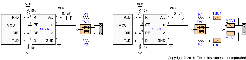 SN65HVD888 針對 ESD、EFT 和浪涌瞬態(tài)的瞬態(tài)保護(hù)