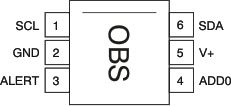 TMP112-Q1 TMP112D-Q1 DRL 封裝6 引腳 SOT563地址和警報引腳選項TMP112D-Q1 和 TMP112-Q1(頂視圖)