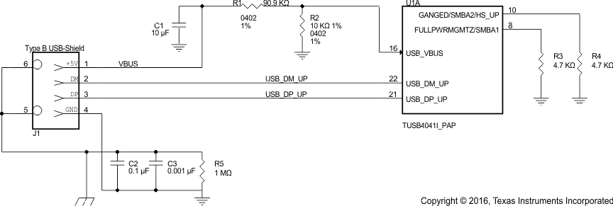 TUSB4041I-Q1 Upstream Port Implementation