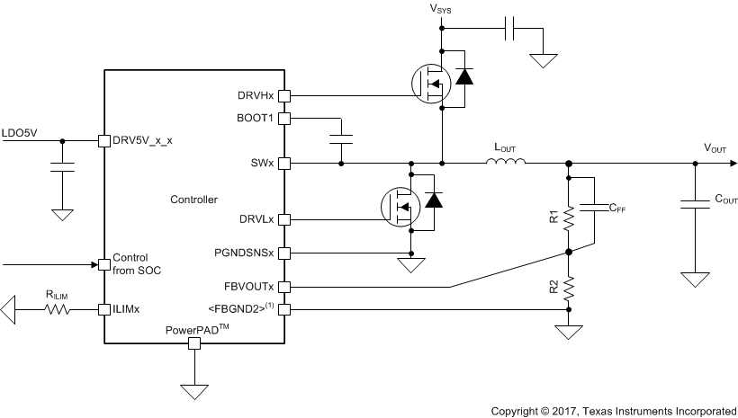 TPS6508700 Controller Diagram With External Feedback Resistor