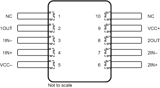 TL071 TL071A TL071B TL071H TL072 TL072A TL072B TL072H TL072M TL074 TL074A TL074B TL074H TL074M TL072M U 封裝，10 引腳 CFP （頂視圖）
