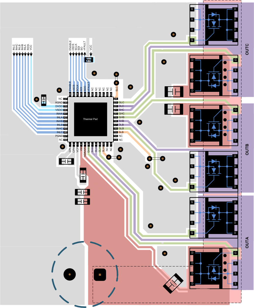 DRV8340-Q1 drv8340-q1-layout.gif