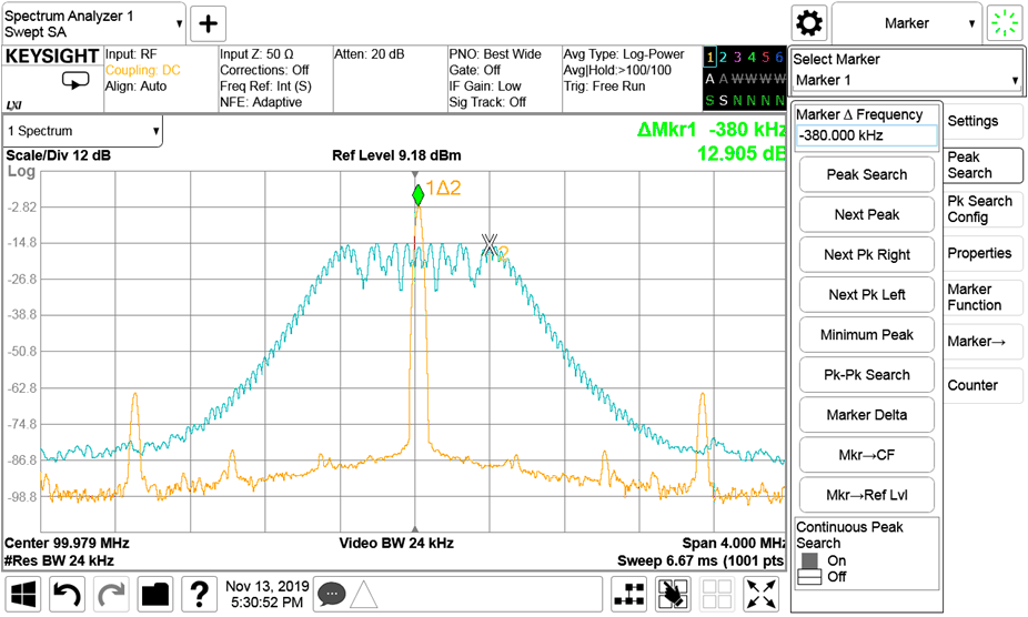 CDCE6214 100MHz，帶 ±0.5% 中心展頻，有跟蹤和無跟蹤