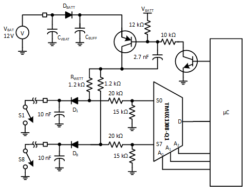 TMUX1308-Q1 TMUX1309-Q1 詳細(xì)的 BCM 應(yīng)用