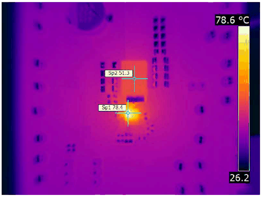 Thermal Image at 15-A Output Current GUID-7AA6CD31-C986-4681-A4DA-9EF574D957DC-low.gif