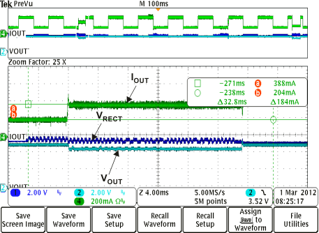BQ51013B-Q1 Adaptive Communication Limit Event Where the 400-mA Current Limit is
Enabled (IOUT-DC < 300 mA) GUID-AD2A060D-8833-443F-9354-75C15250B675-low.gif