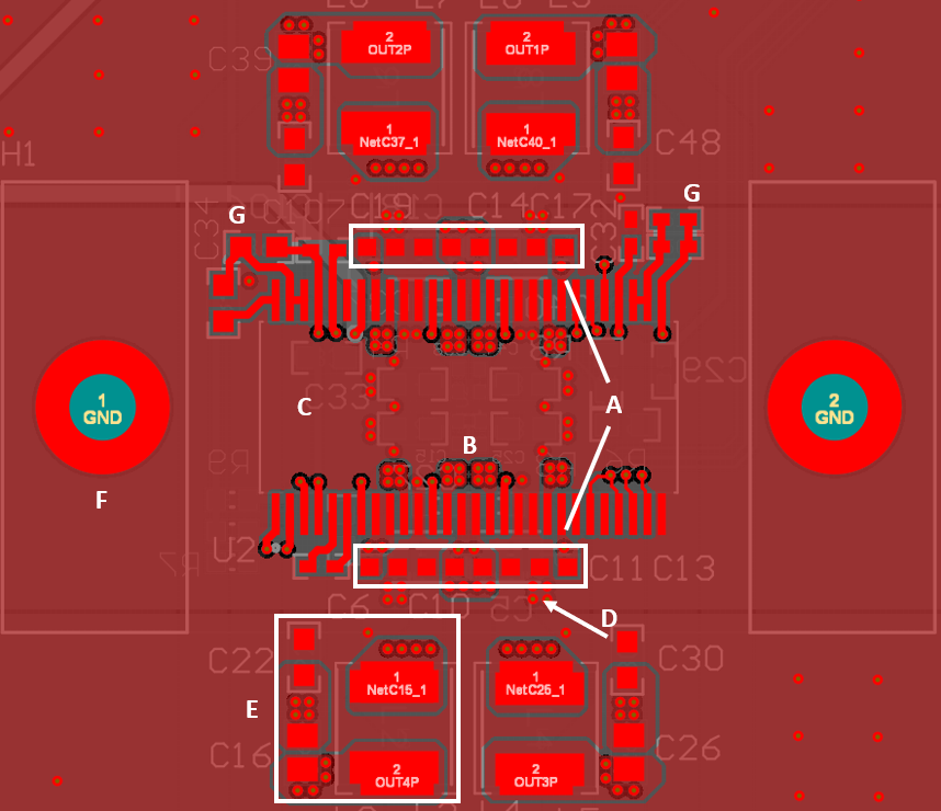 TAS6754-Q1 TAS6754-Q1 布局頂層示例