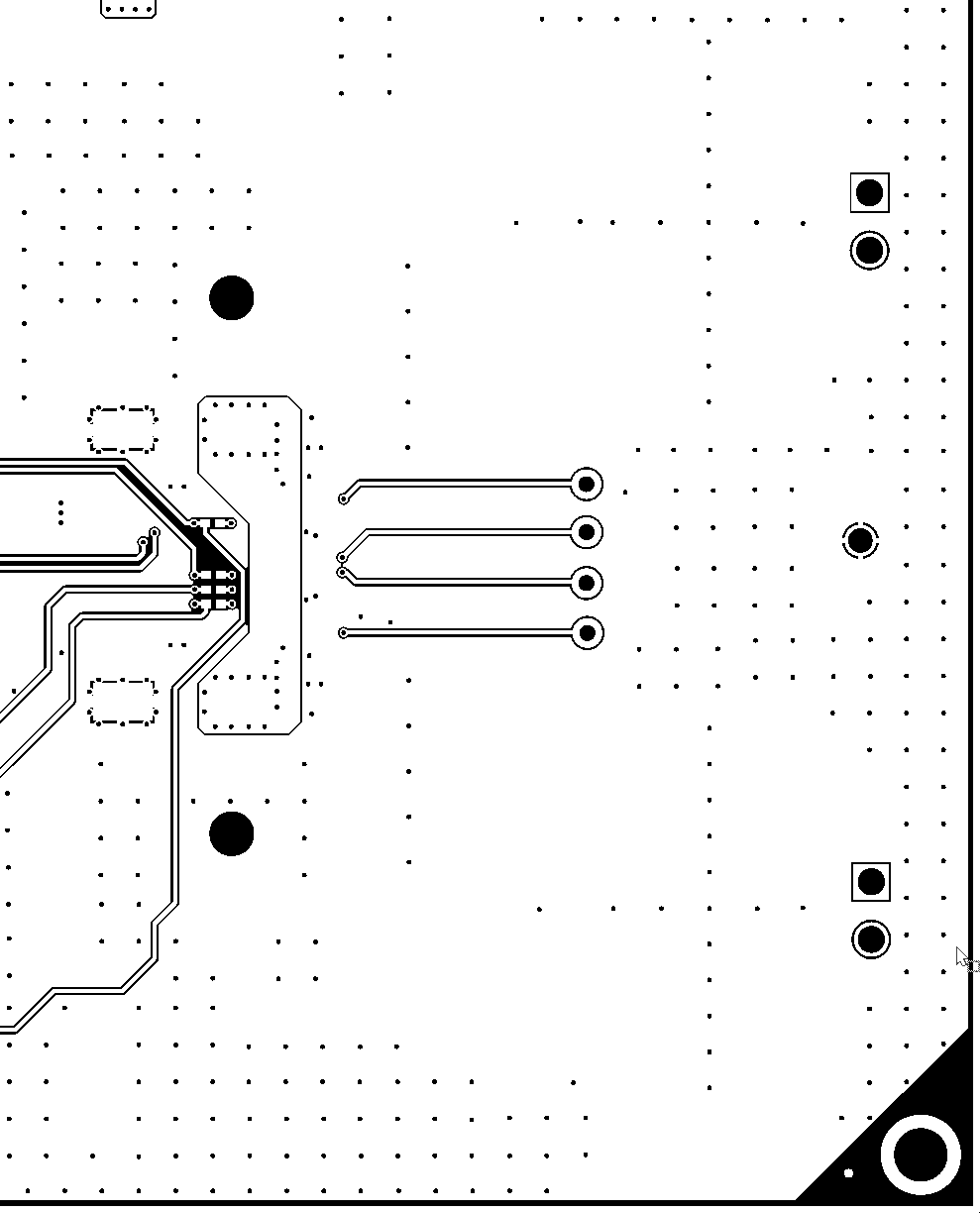 TAS5828M 2.0（立體聲 BTL）PCB 低層圖（頂視圖）