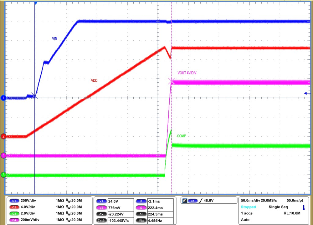 UCC28C50-Q1 UCC28C51-Q1 UCC28C52-Q1 UCC28C53-Q1 UCC28C54-Q1 UCC28C55-Q1 UCC28C56H-Q1 UCC28C56L-Q1 UCC28C57H-Q1 UCC28C57L-Q1 UCC28C58-Q1 UCC28C59-Q1 HV
Startup at 800 VIN, 40 W GUID-20221021-SS0I-HVL6-MXSK-C9LQ0WLXHSDX-low.png