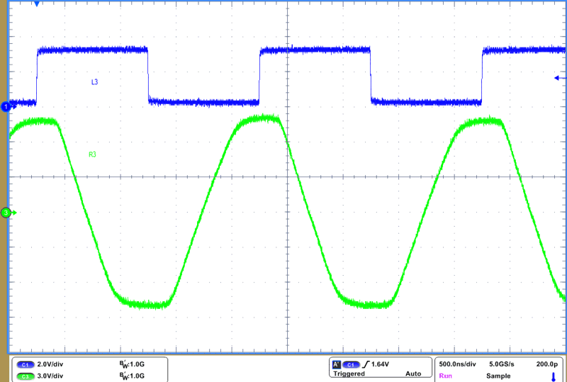 THVD4411 1Mbps 和 VCC = 5V 時的 RS-232 驅(qū)動器波形 THVD4411 1Mbps 和 VCC = 5V 時的 RS-232 驅(qū)動器波形