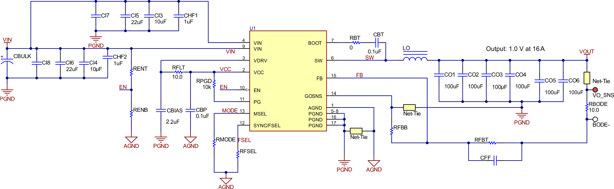 TPS543A26T 12V 輸入，1.0V 輸出，1MHz 原理圖