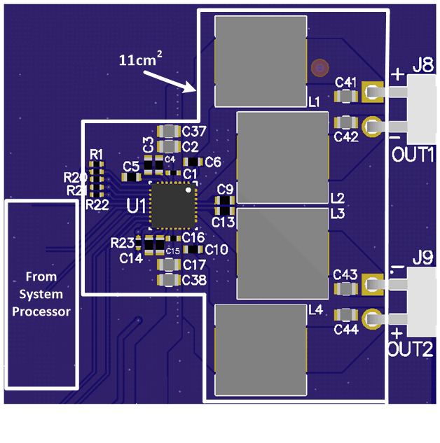 TAS5827 2.0（立體聲 BTL）3D 視圖