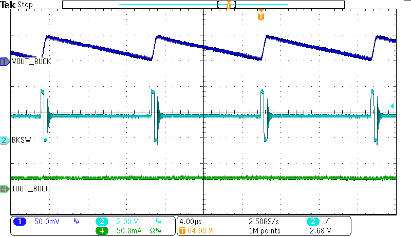 BQ25190 降壓典型操作(降壓負(fù)載 = 20mA) BQ25190 降壓典型操作(降壓負(fù)載 = 20mA)
