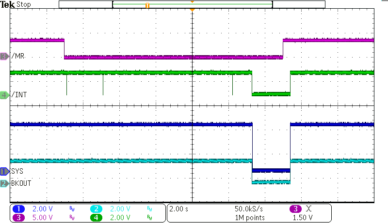 BQ25190 通過(guò)按鈕 (MR) 按壓實(shí)現(xiàn)硬件復(fù)位(不帶適配器) BQ25190 通過(guò)按鈕 (MR) 按壓實(shí)現(xiàn)硬件復(fù)位(不帶適配器)