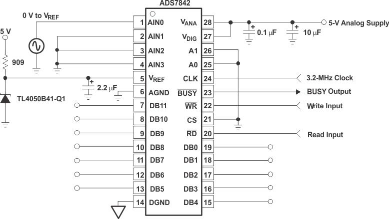 TL4050-Q1 使用 TL4050x41-Q1 的數(shù)據(jù)采集電路