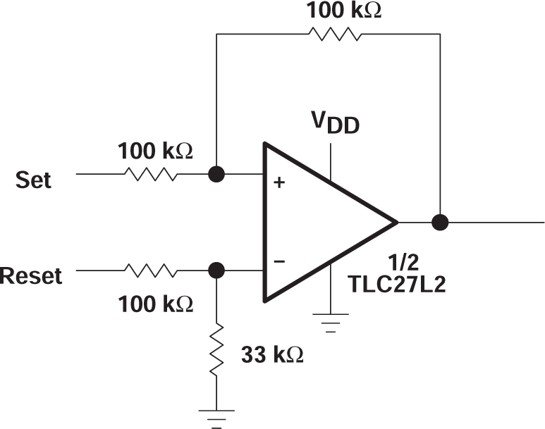 TLC27L2 TLC27L2A TLC27L2B TLC27L7 設(shè)置/復(fù)位觸發(fā)器、VDD = 5V 至 12V