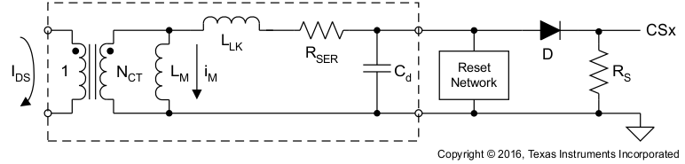 UCC28070-Q1 電流傳感變壓器等效電路