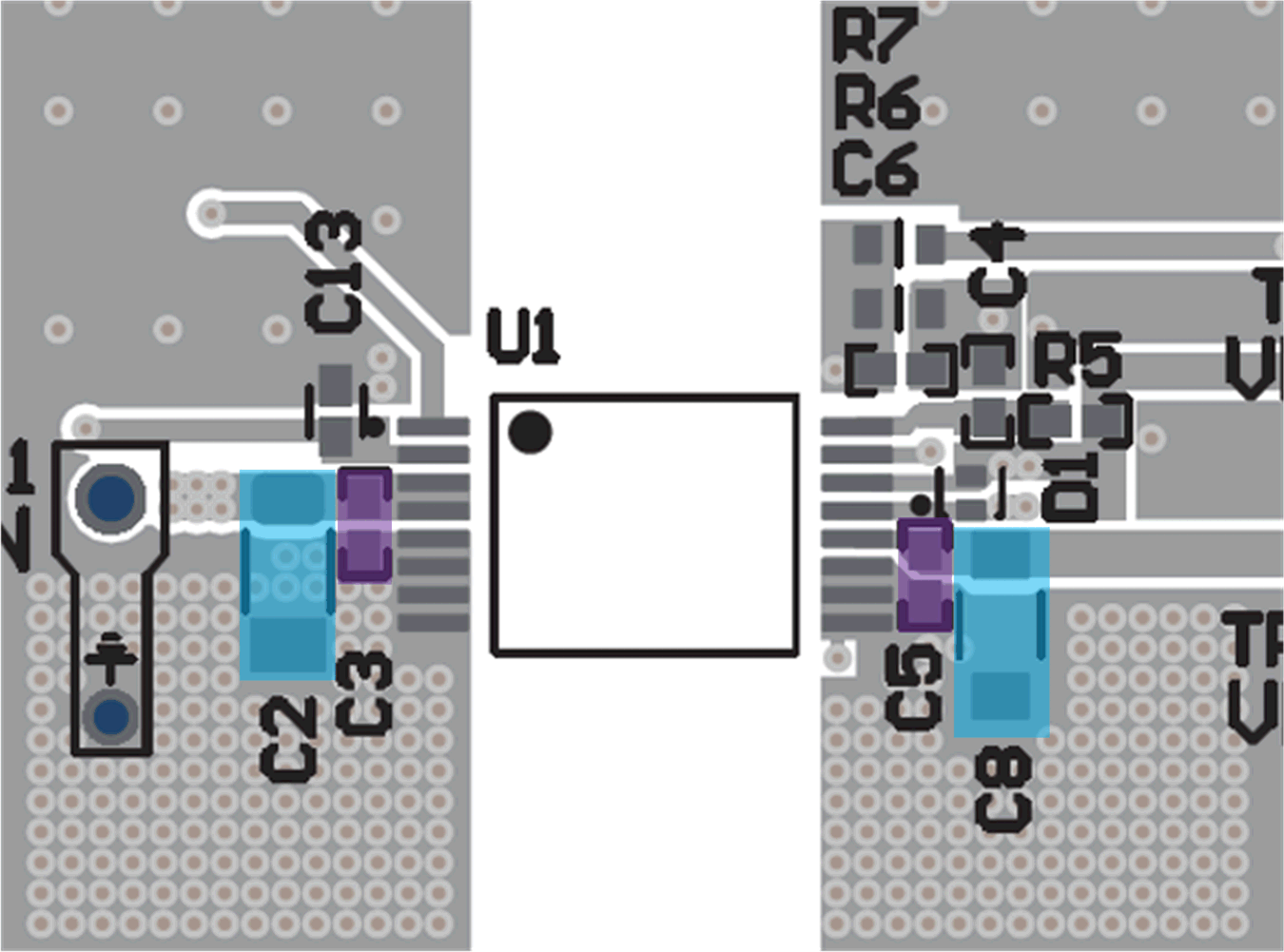 UCC35131-Q1 VIN (C2、C3) 和 VDD (C5、C8) 電容器