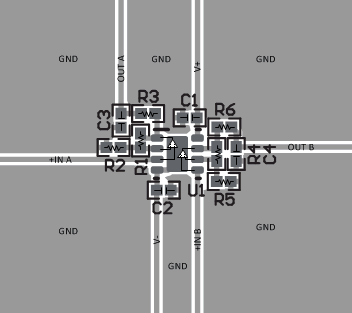 TLV9041D TLV9042D WSON-8 (DSG) 封裝的布局示例