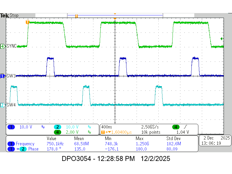 TPSM8F7420 TPSM8F7620 CH3 和 CH4 上的相位交錯