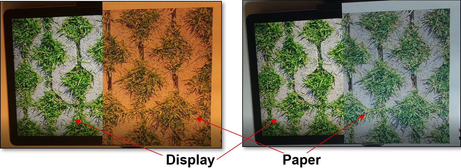  未使用TI顏色傳感器的顯示效果對比