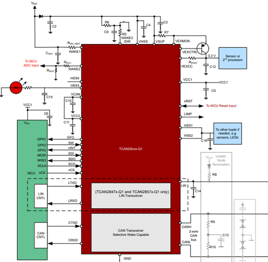  TCAN2857-Q1 簡化原理圖