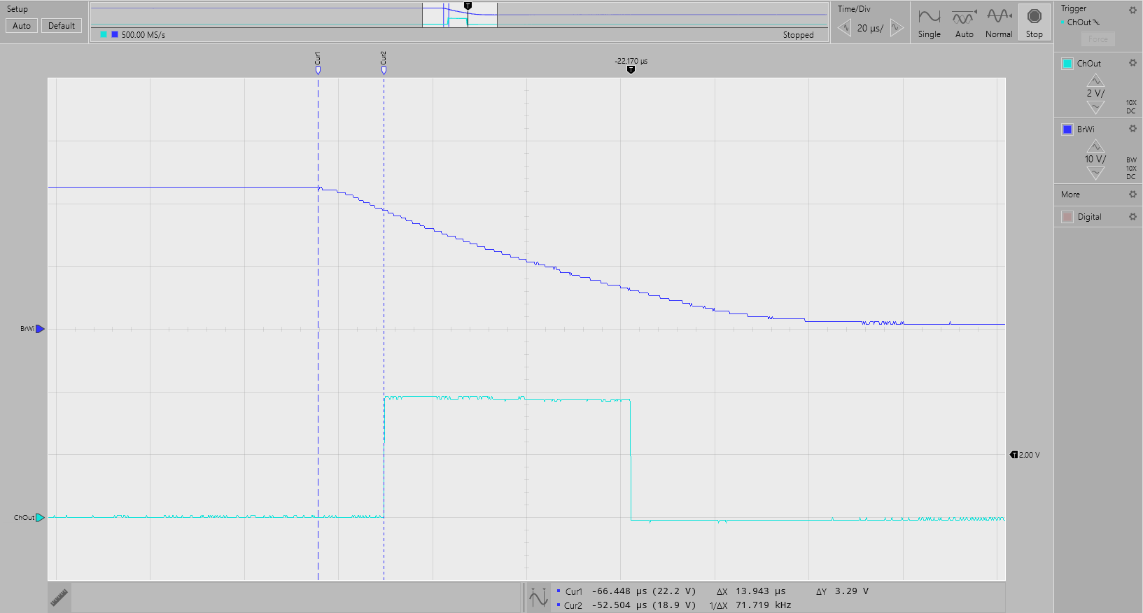 TIDA-01509 放大（圖3-4：組斷線檢測，Rpullup = 800kΩ/通道 - V_cap (2)，BrWi (1)) - V_cap (1)，ChOut (2)