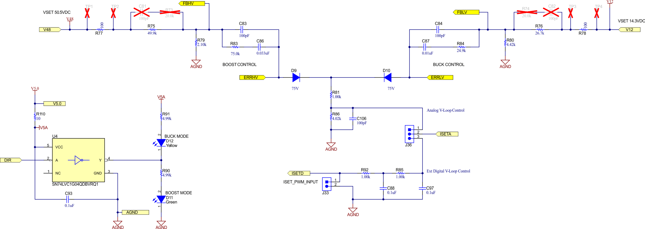 LM5171-Q1 EVM 原理圖第 4 部分：外部電壓環(huán)路