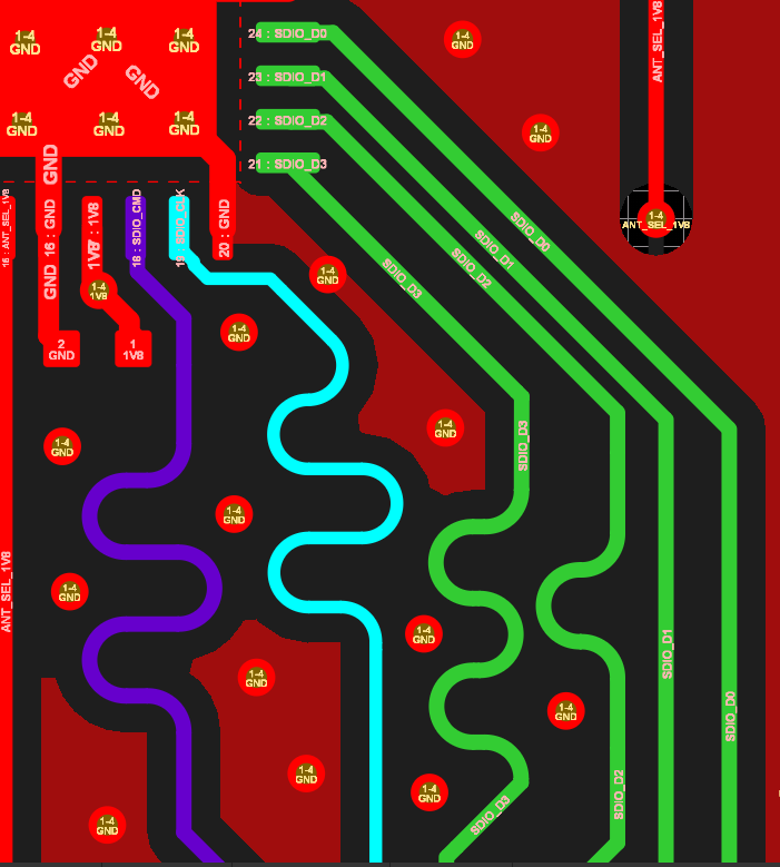 M2-CC3351 CC3351MOD CC3351 CC3301MOD CC3301 CC3300MOD CC3300 BP-CC3351 SDIO 信號(hào)的參考布局