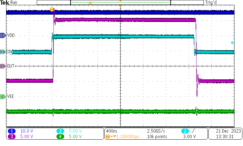 UCC57108EVM 安裝 UCC57108B 后的雙極性電壓