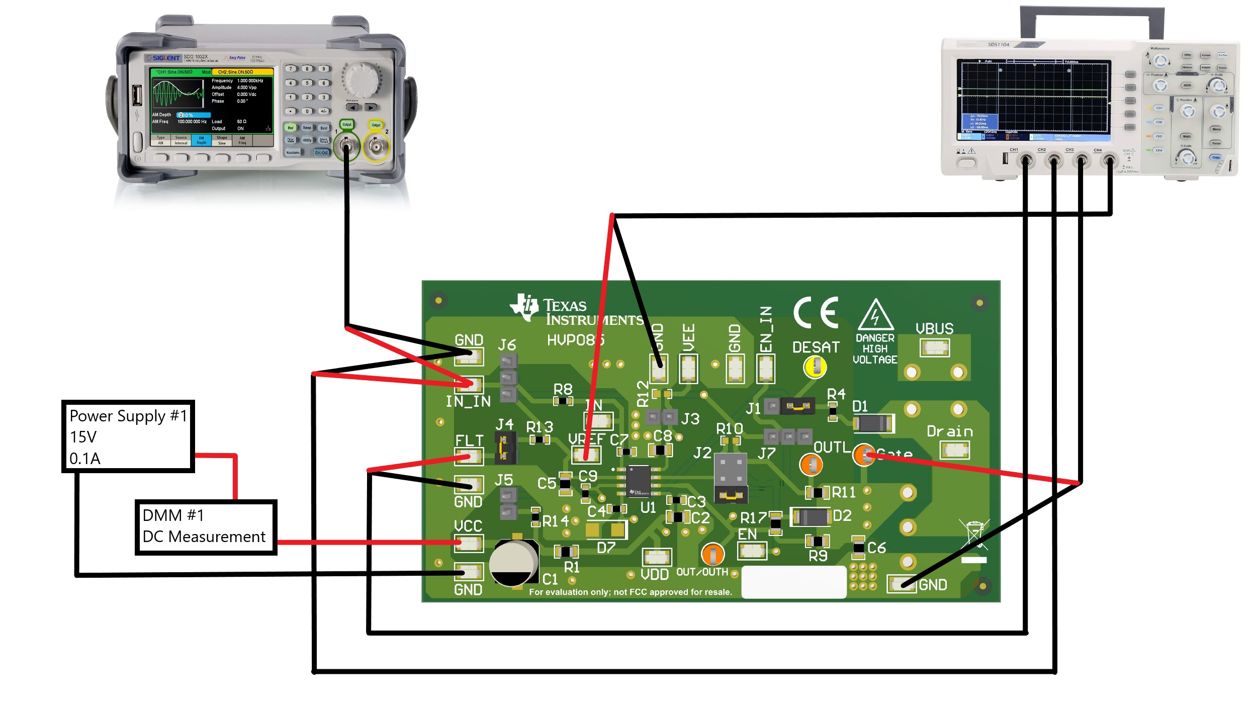 UCC57108EVM 工作臺設(shè)置圖