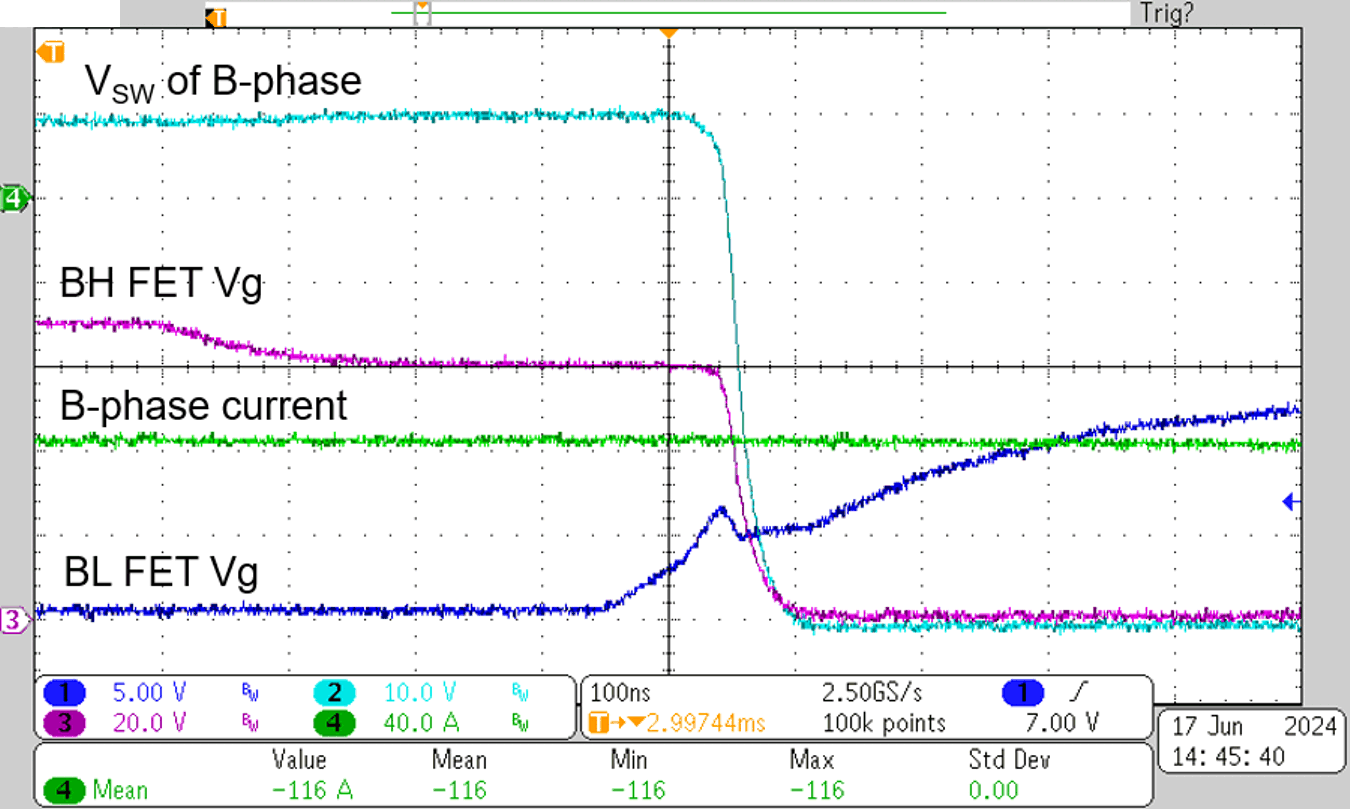 TIDA-010956 軟開關(guān)，60V、-116A 時的相電流