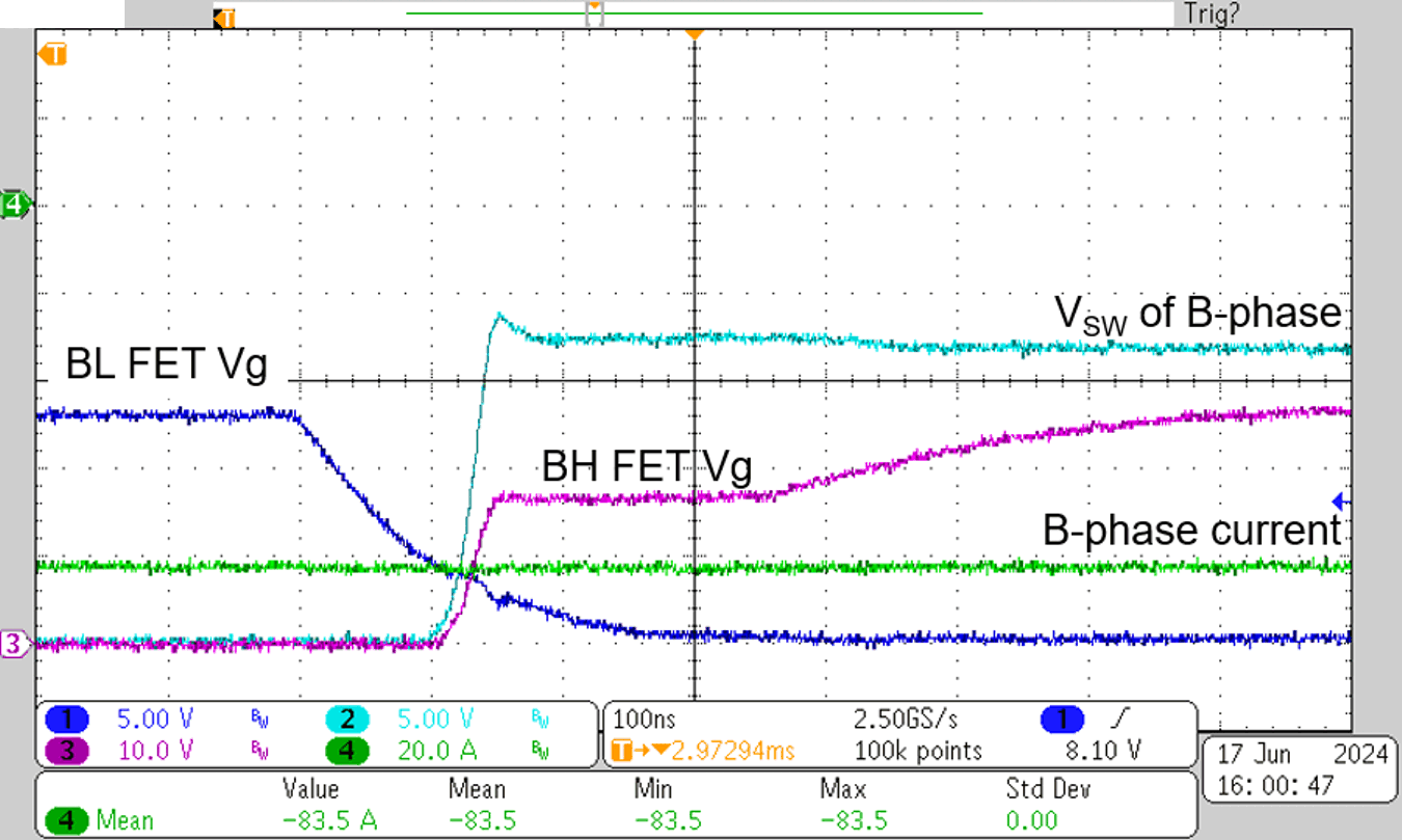TIDA-010956 硬開關(guān)，48V、-83.5A 時的相電流