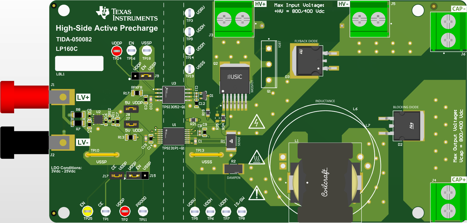 TPSI31PXQ1EVM PCB 頂視圖：TPSI31PXQ1EVM