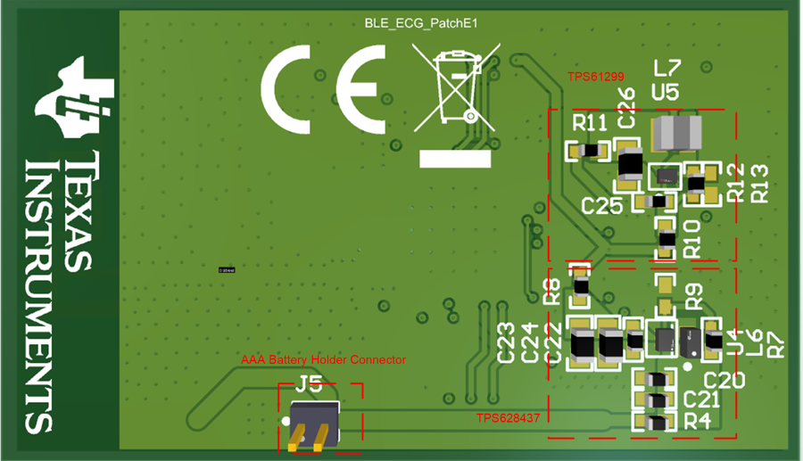 TIDA-010270 BLE 板底視圖（不帶紐扣電池座）